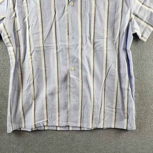 Les Deux Lawson Stripe SS Shirt Short Sleeves Men's XL Summer Sky Button Closure